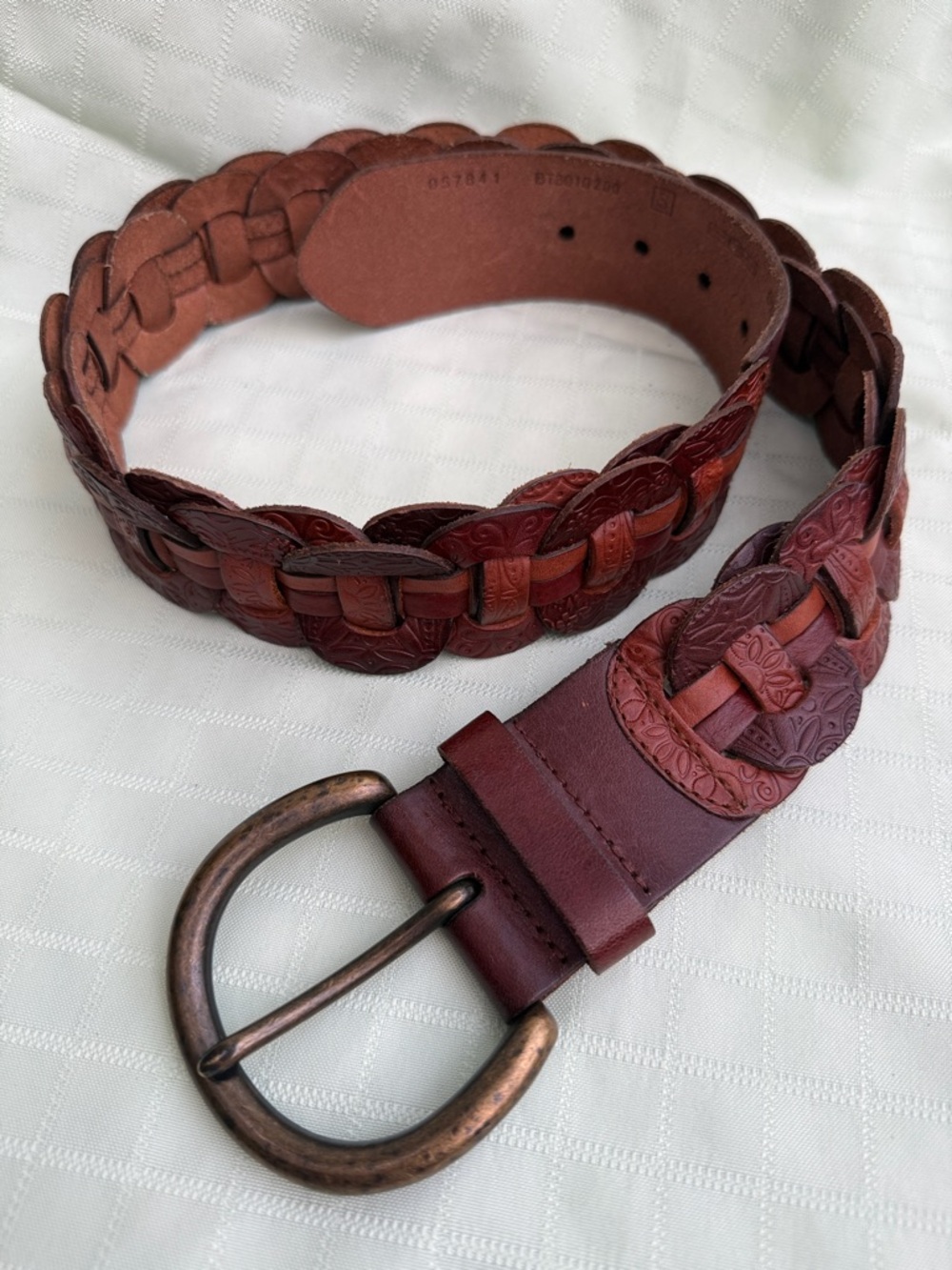 Vintage Fossil Braided Wide Leather Belt - Brown
